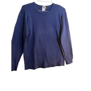 Vintage Cabelas Mens Medium Navy Blue Polypropylene Thermal Base‎ Layer Top USA